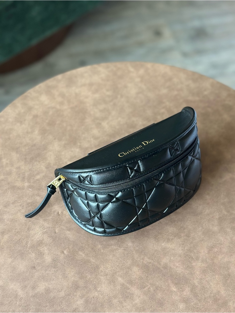 Christian Dior Black Quilted Leather Belt Bag or Glasses Case